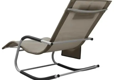 Șezlong din textilenă, gri taupe și gri - 4/5