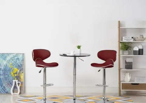 Scaune de bar, 2 buc., roșu vin, piele ecologică - 1/5