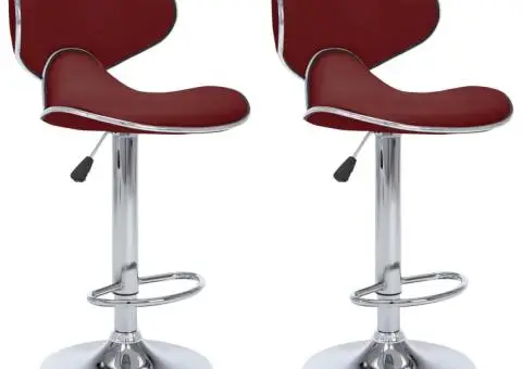 Scaune de bar, 2 buc., roșu vin, piele ecologică - 2/5