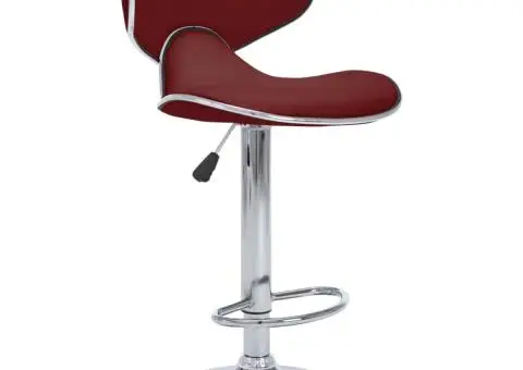 Scaune de bar, 2 buc., roșu vin, piele ecologică - 3/5