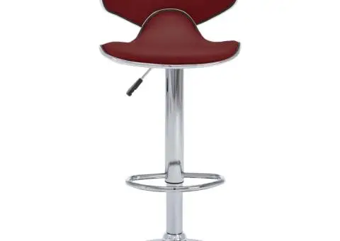 Scaune de bar, 2 buc., roșu vin, piele ecologică - 4/5