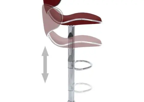 Scaune de bar, 2 buc., roșu vin, piele ecologică - 5/5