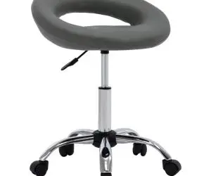 vidaXL Scaun de lucru pivotant, gri, piele ecologică