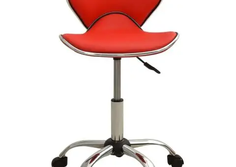 Scaun pentru salon spa, roșu, piele ecologică - 2/5