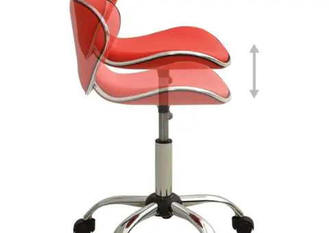 Scaun pentru salon spa, roșu, piele ecologică - 3/5