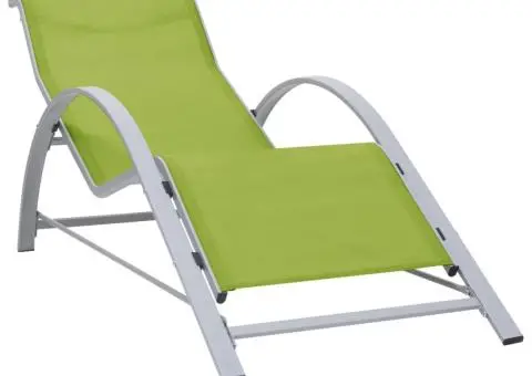 Șezlong, verde, textilenă și aluminiu - 1/5