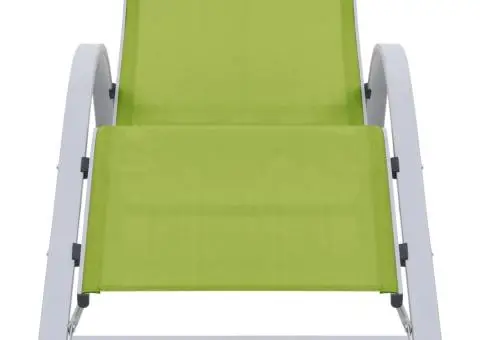 Șezlong, verde, textilenă și aluminiu - 2/5