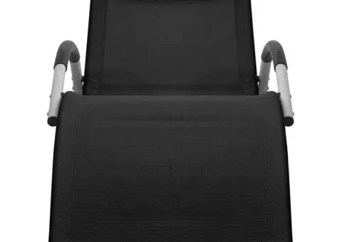 Șezlong din textilenă, negru și gri - 2/5