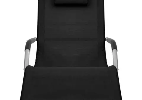 Șezlong din textilenă, negru și gri - 2/5