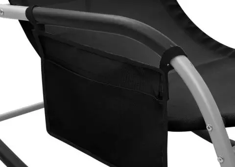 Șezlong din textilenă, negru și gri - 5/5