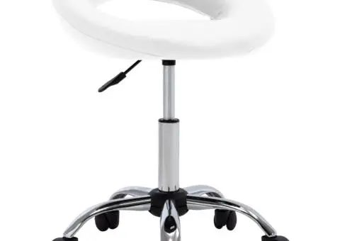 Scaun de lucru pivotant, alb, piele ecologică - 1/5