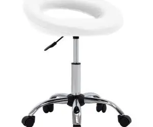 vidaXL Scaun de lucru pivotant, alb, piele ecologică