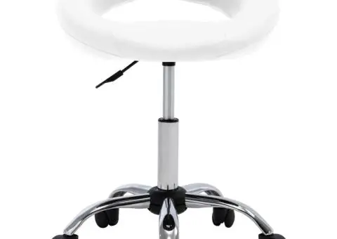 Scaun de lucru pivotant, alb, piele ecologică - 2/5