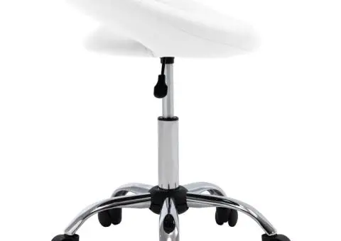 Scaun de lucru pivotant, alb, piele ecologică - 3/5