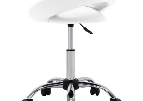 Scaun de lucru pivotant, alb, piele ecologică - 5/5