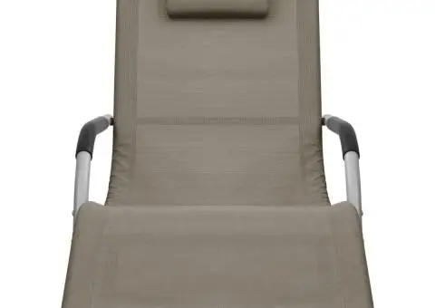 Șezlonguri, 2 buc., gri taupe și gri, textilenă - 3/5