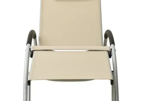 Șezlong cu pernă, crem, textilenă - 2/5