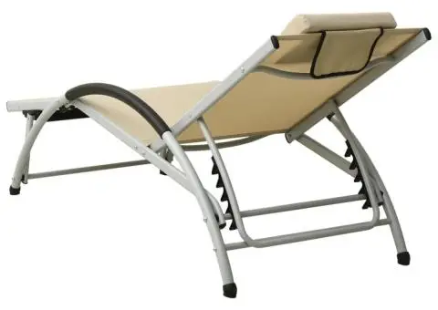 Șezlong cu pernă, crem, textilenă - 4/5