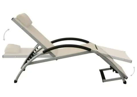 Șezlong cu pernă, crem, textilenă - 5/5