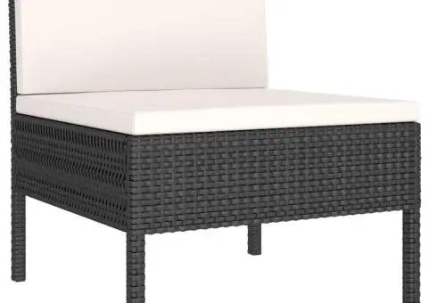 Set mobilier de grădină cu perne, 2 piese, negru, poliratan - 3/5