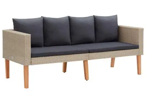 Canapea de grădină cu 2 locuri, cu perne, bej, poliratan - 2/5