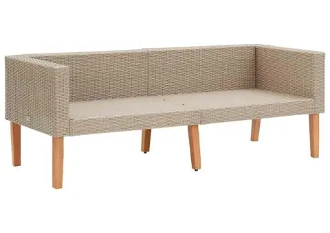 Canapea de grădină cu 2 locuri, cu perne, bej, poliratan - 4/5