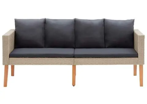 Canapea de grădină cu 2 locuri, cu perne, bej, poliratan - 5/5