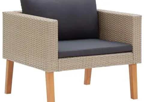 Set mobilier de grădină cu perne, 3 piese, bej, poliratan - 5/5