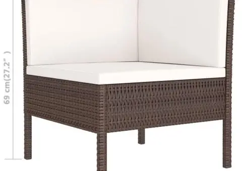 Set mobilier relaxare grădină cu perne 3 piese maro poliratan - 5/5