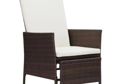 Scaun de grădină rabatabil cu perne, maro, poliratan - 1/5