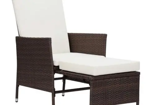 Scaun de grădină rabatabil cu perne, maro, poliratan - 2/5