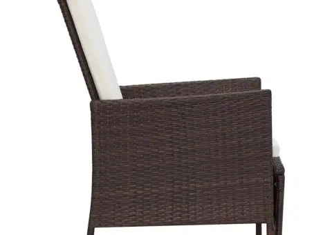 Scaun de grădină rabatabil cu perne, maro, poliratan - 4/5