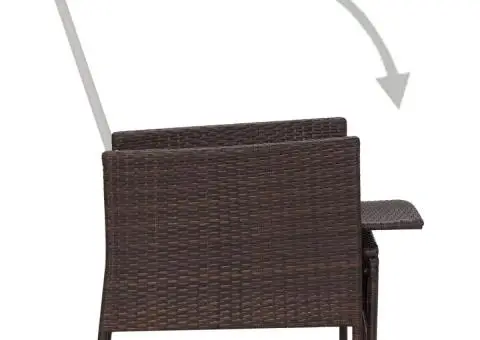 Scaun de grădină rabatabil cu perne, maro, poliratan - 5/5