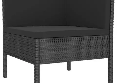 Set mobilier de grădină cu perne, 3 piese, negru, poliratan - 3/5