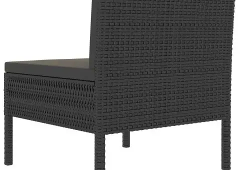 Scaune de grădină cu perne, 3 buc., negru, poliratan - 5/5