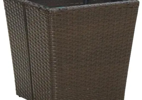 Masă de ceai, maro, 41,5x41,5x44 cm poliratan/sticlă securizată - 1/5