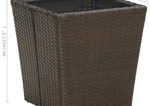 Masă de ceai, maro, 41,5x41,5x44 cm poliratan/sticlă securizată - 5/5