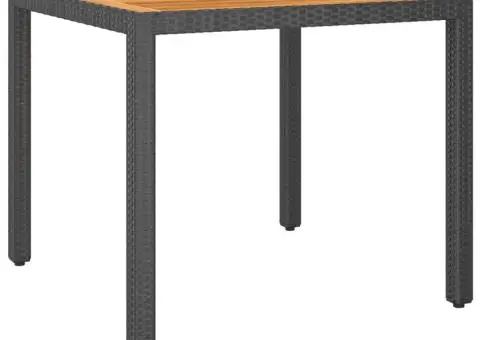 Masă de grădină, negru, 90x90x75 cm, poliratan - 1/5