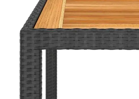 Masă de grădină, negru, 90x90x75 cm, poliratan - 4/5