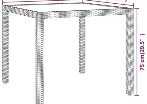 Masă de grădină, negru, 90x90x75 cm, poliratan - 5/5