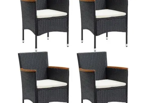 Scaune de masă pentru grădină, 4 buc., negru, poliratan - 1/5