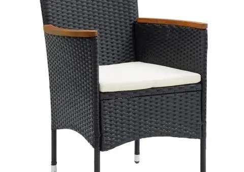 Scaune de masă pentru grădină, 4 buc., negru, poliratan - 2/5