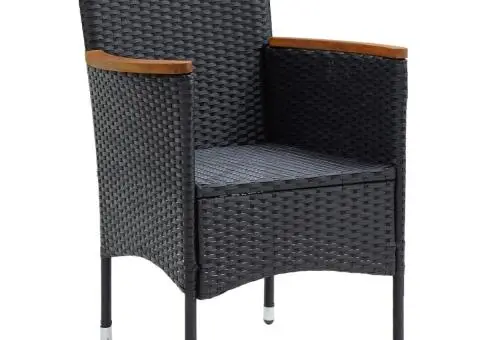 Scaune de masă pentru grădină, 4 buc., negru, poliratan - 3/5