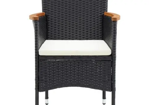 Scaune de masă pentru grădină, 4 buc., negru, poliratan - 4/5