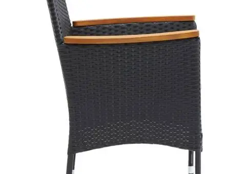 Scaune de masă pentru grădină, 4 buc., negru, poliratan - 5/5