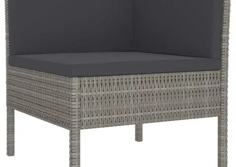 Set mobilier de grădină cu perne, 2 piese, gri, poliratan - 3/5