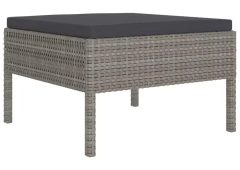 Set mobilier de grădină cu perne, 2 piese, gri, poliratan - 4/5