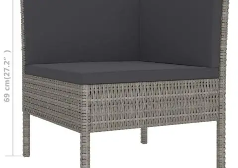 Set mobilier de grădină cu perne, 2 piese, gri, poliratan - 5/5