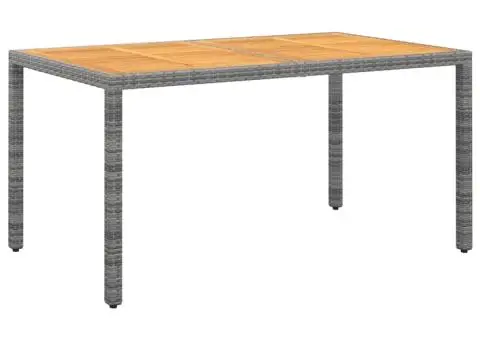 Masă de grădină, gri, 150x90x75 cm, lemn acacia și poliratan - 1/5