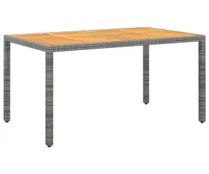 vidaXL Masă de grădină, gri, 150x90x75 cm, lemn acacia și poliratan